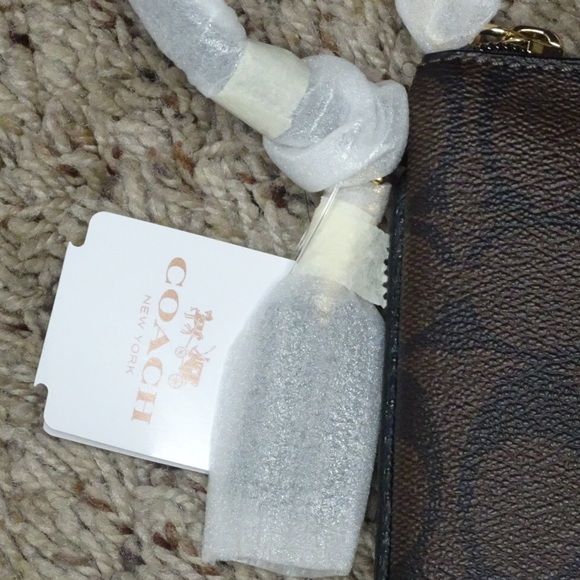 COACH Signature PVC & Leather Small Wristlet - Brown, Black, Gold - Picture 4 of 7